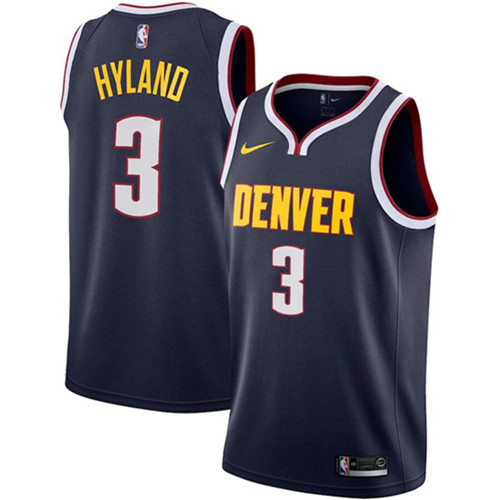 Men's Denver Nuggets #3 Nah'Shon Hyland Navy Icon Edition Stitched Jersey Men's Denver Nuggets #3 Nah'Shon Hyland Navy Icon Edition Stitched Jersey